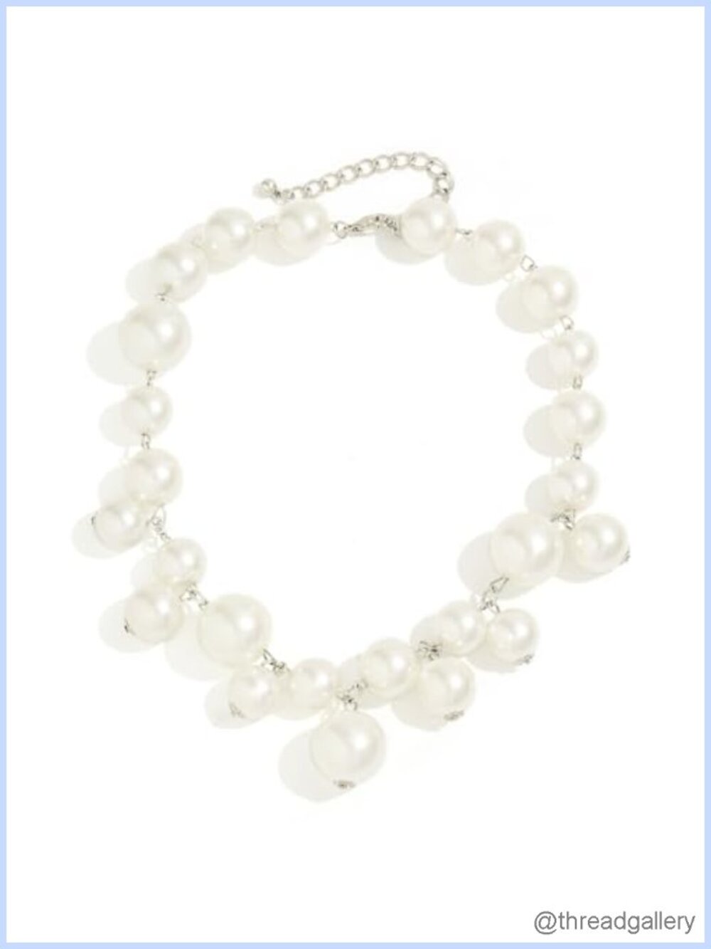 Chunky Faux Pearl Choker Necklace Boho Statement Silver Chain Women Wedding